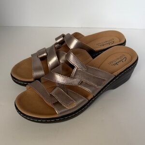 Clarks Women's 8 Metallic Sandals Merliah Karli leather NEW gold summer $80